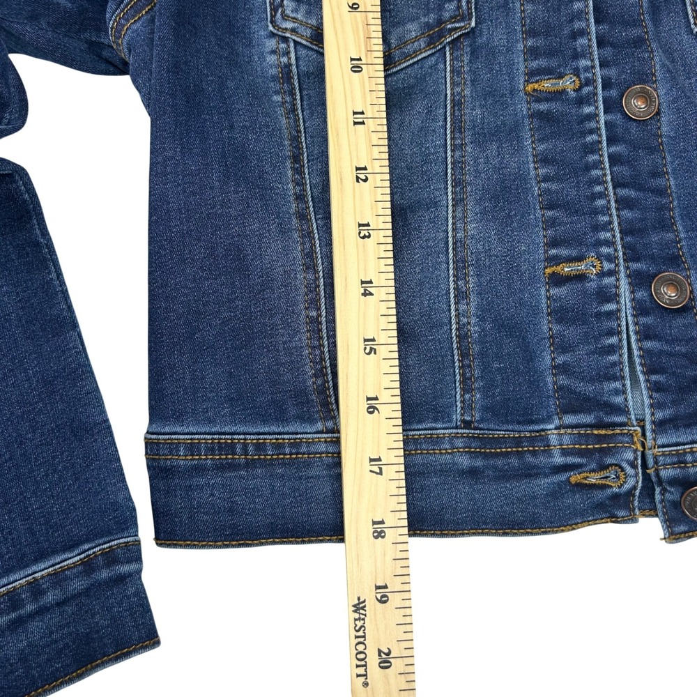 Wax Jean Womens Dark Wash Stretch Denim Trucker Jacket Size M - Picture 3 of 8